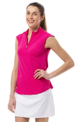 SanSoleil Soltek Sleeveless Cap Sleeve Mock -Hot Sale Golf Shop 900634 fuch 31223.1678836486