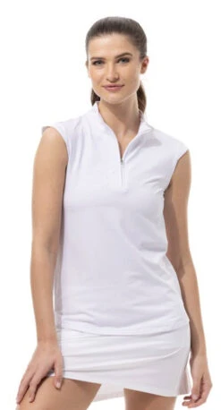 SanSoleil Soltek Sleeveless Cap Sleeve Mock -Hot Sale Golf Shop 900634 wht 21772.1678836487