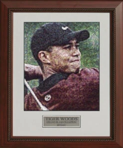 Tiger Woods Grand Slam Champion Photo Mosaic - 22" X 25" Framed Artwork